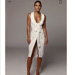 White Amanta Button Dress